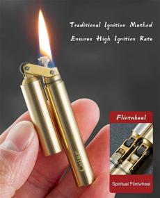 img 3 attached to 🔥 Pioneerwolf Wheel Brass Trench Lighter - Creative Kerosene Oil Lighter for Cigar Cigarette Collection & Gift