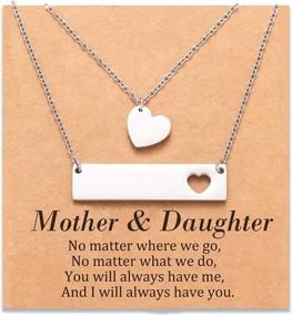 img 4 attached to 💖 KINGSIN Back to School Gifts: Mother-Daughter Necklace, Heart Cutout Matching Jewelry for Women & Girls