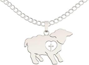 img 2 attached to Happy Kisses Lamb Necklace with Cross Over Heart – First Communion Gift for Girls – Cute Charm 👧 with Message Card – Adjustable Chain 18 to 15 Inches for Women & Children: Perfect Jewelry for Special Occasions