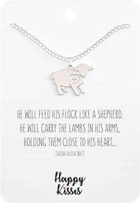 img 3 attached to Happy Kisses Lamb Necklace with Cross Over Heart – First Communion Gift for Girls – Cute Charm 👧 with Message Card – Adjustable Chain 18 to 15 Inches for Women & Children: Perfect Jewelry for Special Occasions