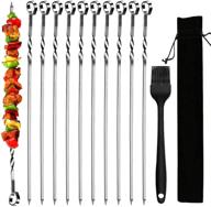 🍢 hlaa grill skewers for outdoor bbq - flat metal kabob skewers, 12 pcs 15" stainless steel kebob sticks with silicone brush & storage bag - reusable and durable grilling skewers set logo