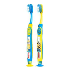 img 2 attached to 🦷 Colgate Kids Toothbrush, Minions - 4 Count, with Extra Soft Bristles and Suction Cup Holder