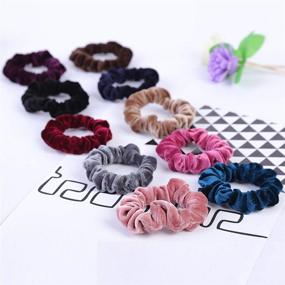 img 2 attached to 👱 10 Pcs Velvet Scrunchies Hair Ties - Stylish KINGMAS Flannelette Hair Bands for Women, Elastic Hair Ropes and Accessories