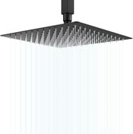 🚿 12 inch rainfall shower head, matte black square stainless steel rain showerhead - high pressure waterfall, crackproof coverage with silicone nozzle - 1/16" ultra thin design & swivel connector logo