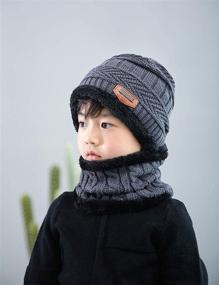 img 2 attached to Stay Warm this Winter with ANJUREN Hat Beanie Scarf Set for Kids - Knit Skull Cap & Circle Scarves