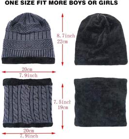 img 3 attached to Stay Warm this Winter with ANJUREN Hat Beanie Scarf Set for Kids - Knit Skull Cap & Circle Scarves