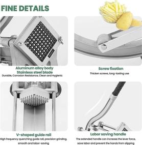 img 1 attached to 🥔 Efficient and Versatile Huanyu French Fry Cutter - Manual Potatoes Cutting Machine Commercial Slicer for Vegetables and Fruits - Heavy Duty Dicer with 1/4", 3/8", 1/2" Blades – Includes 4 Suction Feet – Ideal for Potato, Carrot, and Cucumber