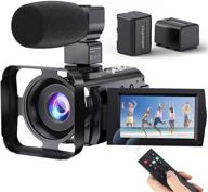 📷 fambrow fhd 1080p 24mp 16x digital zoom camcorder with microphone, 2.4g remote, lens hood, 2 batteries - youtube camera vlogging camcorder with 3.0 inch ips screen video recorder logo