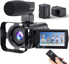 img 4 attached to 📷 FamBrow FHD 1080P 24MP 16X Digital Zoom Camcorder with Microphone, 2.4G Remote, Lens Hood, 2 Batteries - YouTube Camera Vlogging Camcorder with 3.0 Inch IPS Screen Video Recorder