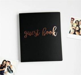 img 1 attached to 📸 Premium 8.5"x7" Modern Softcover Photo Guest Book with 65 Black Sheets - Perfect for Birthdays, Weddings, Instax Photos and Quinceañeras - Rose Gold Black Design
