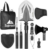 suprock survival shovel: high carbon steel tactical shovel axe for military, camping, 🪓 and hiking - folding entrenching tool with carrying pouch - emergency survival gear set логотип