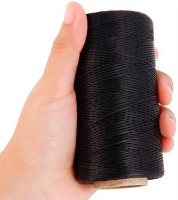 img 2 attached to 🧵 260m 150D 1mm Black Leather Sewing Waxed Thread Cord for DIY Craft - Ownsig