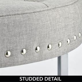 img 1 attached to 🪑 mDesign Small Household Round Padded Stool - Sleek Modern Design with Studs for Closet, Bedroom, Bathroom, Entryway, Home Office - Light Gray/Silver