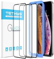 📱 защитное стекло tethys для экрана - iphone 11 pro/xs [покрытие от края к краю] - полная защита - прочное закаленное стекло - совместимо с iphone x/xs/11 pro - набор из 3 штук - включает направляющую рамку логотип