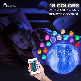 img 2 attached to 🌙 5.9 Inch Galaxy Moon Lamp for Kids - 16 Colors LED Star Night Light, Remote Control, USB Rechargeable - Cool Gift for Baby Kids Birthday Bedroom