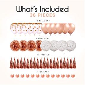 img 3 attached to EpiqueOne Rose Gold Party Decorations Set: Complete 36-Piece Party Supplies for Memorable Celebrations – Balloons, Pom Poms, Tassels, Garland, Ribbon, and Tassel Ties for Weddings, Bridal Showers, and Baby Showers