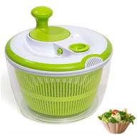 densan crank handle & locking lid 4.5 quart manual good grip vegetable dryer & drain with quick filter for lettuce salad spinner(green) logo