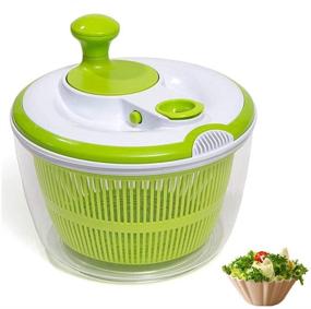 img 4 attached to DenSan Crank Handle & Locking Lid 4.5 Quart Manual Good Grip Vegetable Dryer & Drain with Quick Filter for Lettuce Salad Spinner(Green)