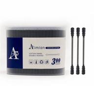 🌿 organic cruelty-free cotton swabs - aimian 300 count, natural biodegradable buds, double head, spiral + spiral logo