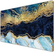 🖱️ gaming mouse pad - extended, large computer keyboard mouse mat desk pad with non-slip rubber base - work game office home - blue cracked marbling design - 23.6x13.8x0.12inch logo