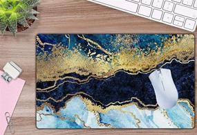 img 2 attached to 🖱️ Gaming Mouse Pad - Extended, Large Computer Keyboard Mouse Mat Desk Pad with Non-Slip Rubber Base - Work Game Office Home - Blue Cracked Marbling Design - 23.6x13.8x0.12inch