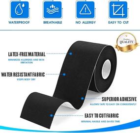 img 2 attached to 🏋️ (3 Pack) Waterproof Kinesiology Tape – N.C.D Muscle Tape for Athletes' Shoulder, Back, Muscles, Joints – Sports Tape for Athletic Elasticity – Fitness Patch 2 Inch × 16.4 Ft (Black)