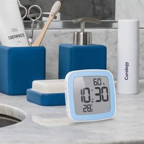 img 1 attached to 🚿 BALDR Digital Shower Clock with Timer - Waterproof, Ideal for Bathroom - Displays Time, Temperature, and Humidity in Blue