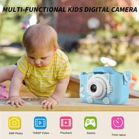 img 3 attached to Enouvos Pink Camera for Kids - Best Gift, HD Upgrade, Anti-Drop, 2.0" Screen, Child Camcorder Toy, Boys and Girls, Ages 3-14 (Blue)