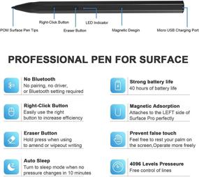 img 1 attached to Перезаряжаемая магнитная стилус-ручка для Surface | 4096 уровней давления, подавление ладони | Совместима с Surface Pro/Go/Book/Laptop/Studio