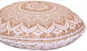 img 4 attached to 🧘 ANJANIYA - 32-inch Ombre Mandala Bohemian Yoga Meditation Floor Pillow Cover | Comfortable Home Cushion | Couch Seating | Large Zipped Throw | Hippie Decorative Ottoman | Boho Indian | Golden