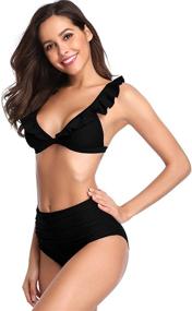 img 1 attached to 👙 VARSDODO Women's Ruffles Triangle High Waisted Bikini Bottom Bathing Swimsuit - Stylish and Flattering Swimwear for Women