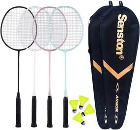 img 4 attached to 🏸 Senston Badminton Rackets 4 Pack: Complete Badminton Set with 2 Bags, 4 Rackets & 4 Nylon Shuttlecocks