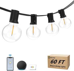 img 4 attached to 🌟 Bomcosy 60FT Smart LED String Lights - Waterproof & Alexa Controlled Outdoor Patio Lights with 30+1 Shatterproof G40 Bulbs