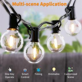 img 1 attached to 🌟 Bomcosy 60FT Smart LED String Lights - Waterproof & Alexa Controlled Outdoor Patio Lights with 30+1 Shatterproof G40 Bulbs