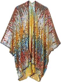 img 1 attached to Sparkling Sequin Kimono - Festive Robe for EDC, Coachella, 🌟 Rave Wear, Party, Halloween - Beach Cover Up & Festival Fashion