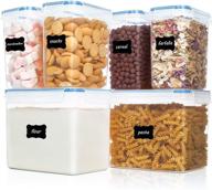 🍱 vtopmart 6-piece airtight food storage containers - bpa-free plastic kitchen pantry storage containers for sugar, flour, and baking supplies - dishwasher safe - includes 24 labels логотип