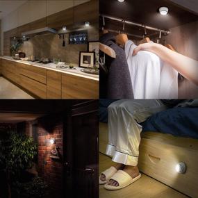 img 1 attached to THOVAS Puck Light: Battery-Operated Under Cabinet LED Closet Lights with Multi-Color Accent, Flexible Directional Base – Tap, Push & Illuminate Your Space!