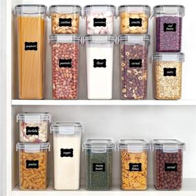 img 1 attached to 🍽️ BPA-Free Airtight Food Storage Containers with Lids - Vtopmart 24 pcs Plastic Canisters for Cereal, Dry Food, Flour, and Sugar. Includes 24 Labels - Enhance Pantry and Kitchen Organization!