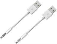 🔌 high-quality usb data cable replacement for ipod shuffle charger - (2-pack) 3.5mm jack/plug to usb power charger sync data transfer cable - compatible with ipod shuffle 3rd 4th 5th /6/7 gen mp3 logo