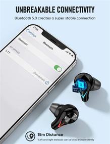 img 3 attached to 🎧 Беспроводные наушники VEENAX L11: TWS Bluetooth наушники с сенсорным управлением, микрофоном и светодиодным фонариком