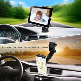 img 3 attached to 📱 Flexible Car Dashboard Windshield Tablet & Phone Mount for iPad Pro, iPhone Xs, Galaxy S10, and More – Black