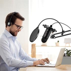 img 1 attached to Микрофонный держатель AK-35 от Aokeo - подвесной рычаговый стенд для Blue Yeti, Blue Snowball iCE, QuadCast, Elgato