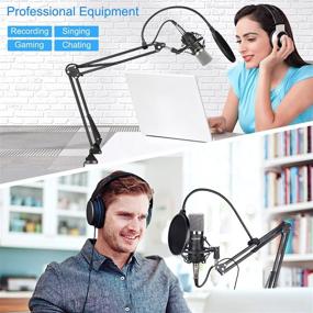 img 2 attached to Микрофонный держатель AK-35 от Aokeo - подвесной рычаговый стенд для Blue Yeti, Blue Snowball iCE, QuadCast, Elgato