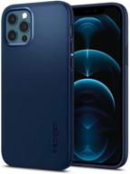 spigen thin fit designed for iphone 12 / designed for iphone 12 pro case (2020) - navy blue logo