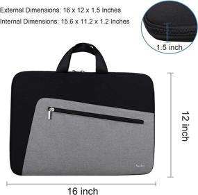 img 1 attached to 🖥️ 15.6 Inch Laptop Case Sleeve: Slim, Durable Business Briefcase Handle Bag for MacBook Pro, HP, Dell, Acer, Asus Chromebook - Black/Grey