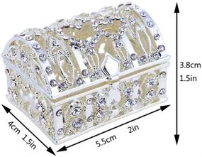 img 2 attached to Vintage Metallic Floral Engraved Jewelry Trinket Box - Rectangle Earring, Ring, and Necklace Organizer Storage Case for Weddings or Birthdays - Perfect Gift by YU FENG