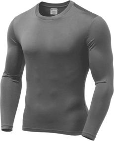 img 4 attached to 👕 Men's Ultra Soft Thermal Shirt - Compression Baselayer Crew Neck Top - Fleece Lined Long Sleeve Underwear (Size 9M)