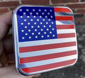 img 4 attached to USA American Flag Metal Hitch Cover Plug Fits 2&#34