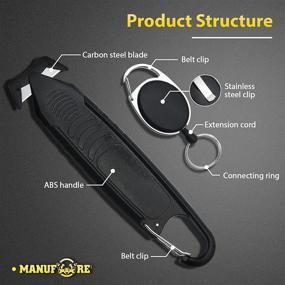 img 1 attached to Efficient MANUFORE 5-Pack Safety Knife Package Box Opener Film Cutter with Retractable Key Chain for Shrink Wrap, Stretch Wrap, Tape, and Plastic Straps