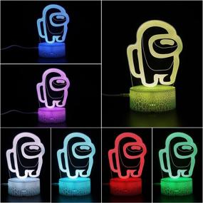 img 4 attached to 🌟 Mesmerizing 3D Illusion Table Lamp - 7 Color Among Us Night Light for Bedroom Décor & Children's Gift - USB Powered LED Lamp with Touch Switch